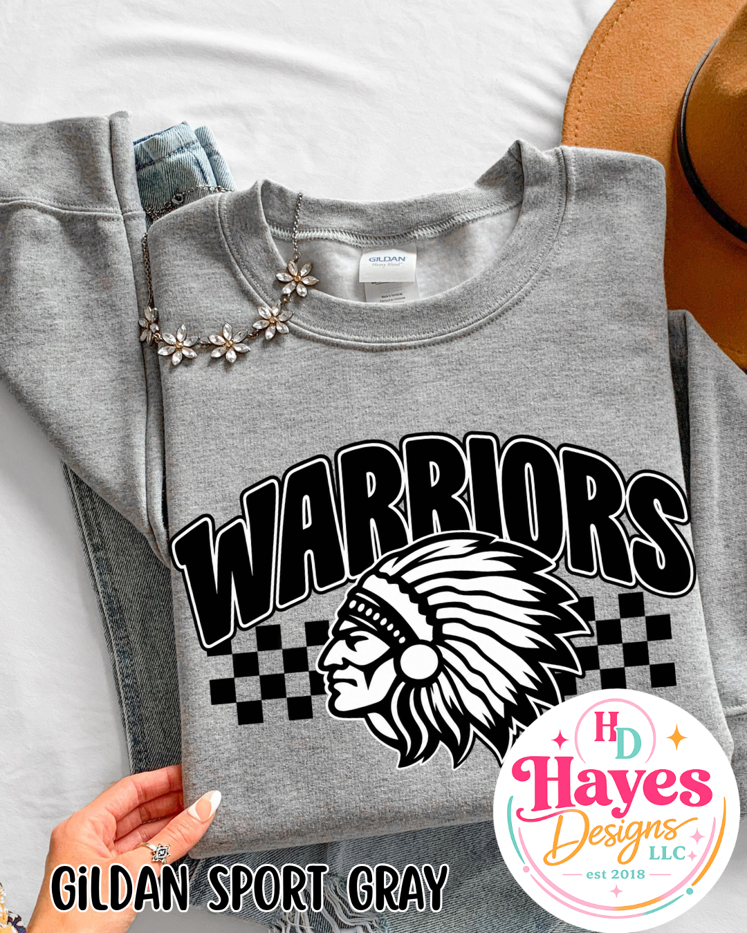 Warriors Black Checkered Tee or Crew