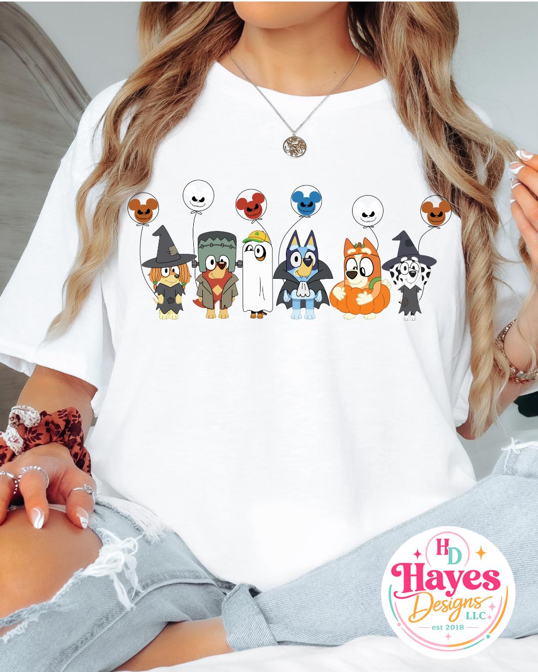 Bluey Halloween Balloons Tee
