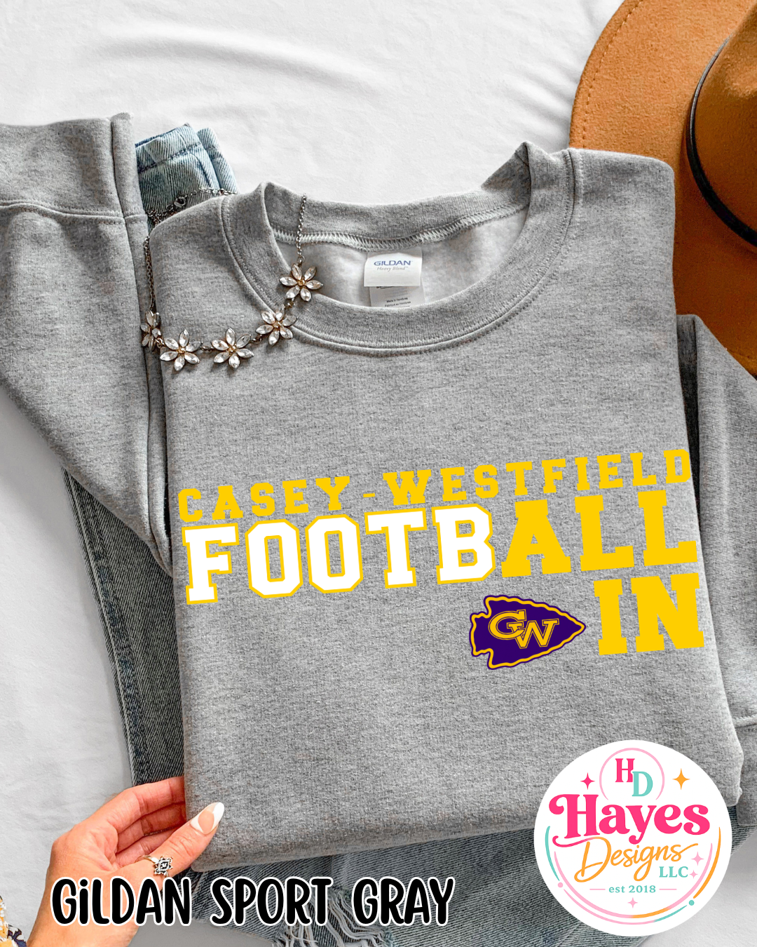 CW Football Tee or Crew